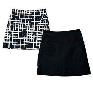 S.C.&Co. Womens Sz M 2-Pack Skorts Black & White Print Stretchy Rayon